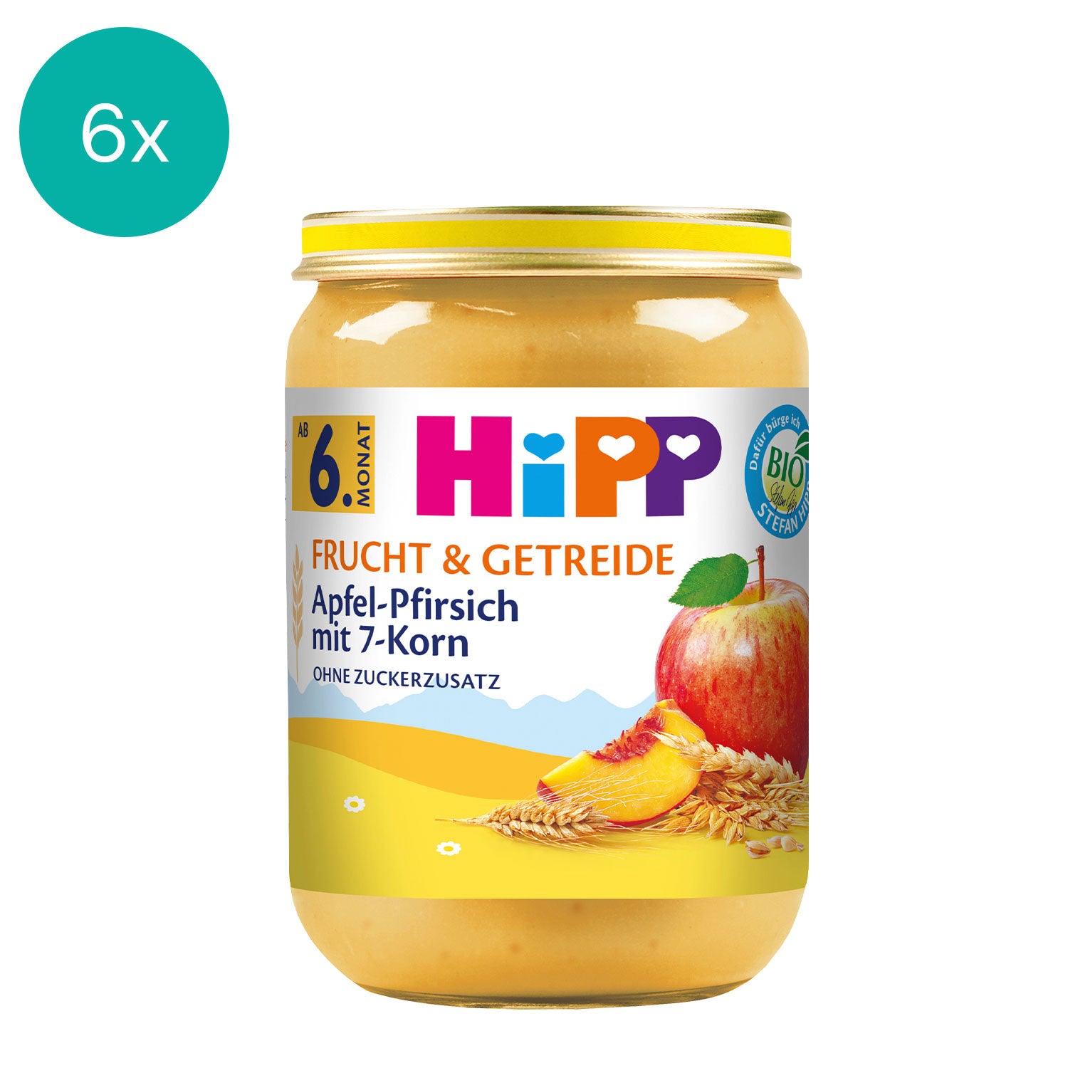 6x HiPP Apple-Peach with 7-Korn