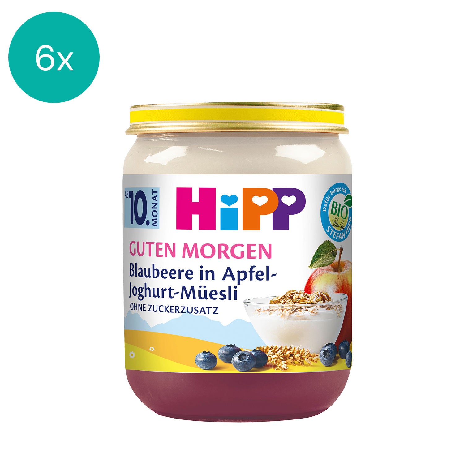 6x HiPP Blueberry in Apple-Yogurt-Muesli
