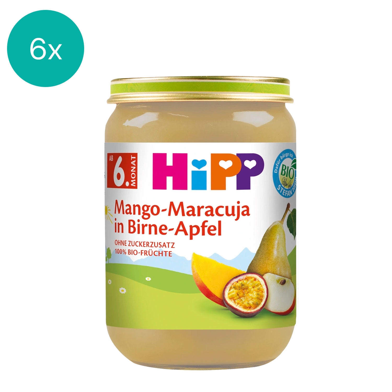 6x HiPP Mango-Passion Fruit in Pear-Apple