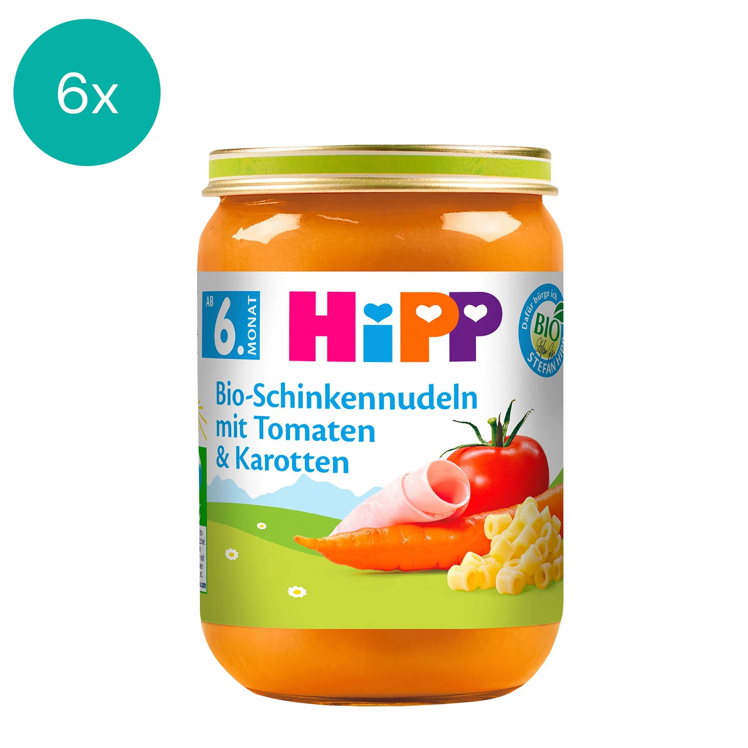 6x HiPP Organic Ham Noodles with Tomatoes & Carrots