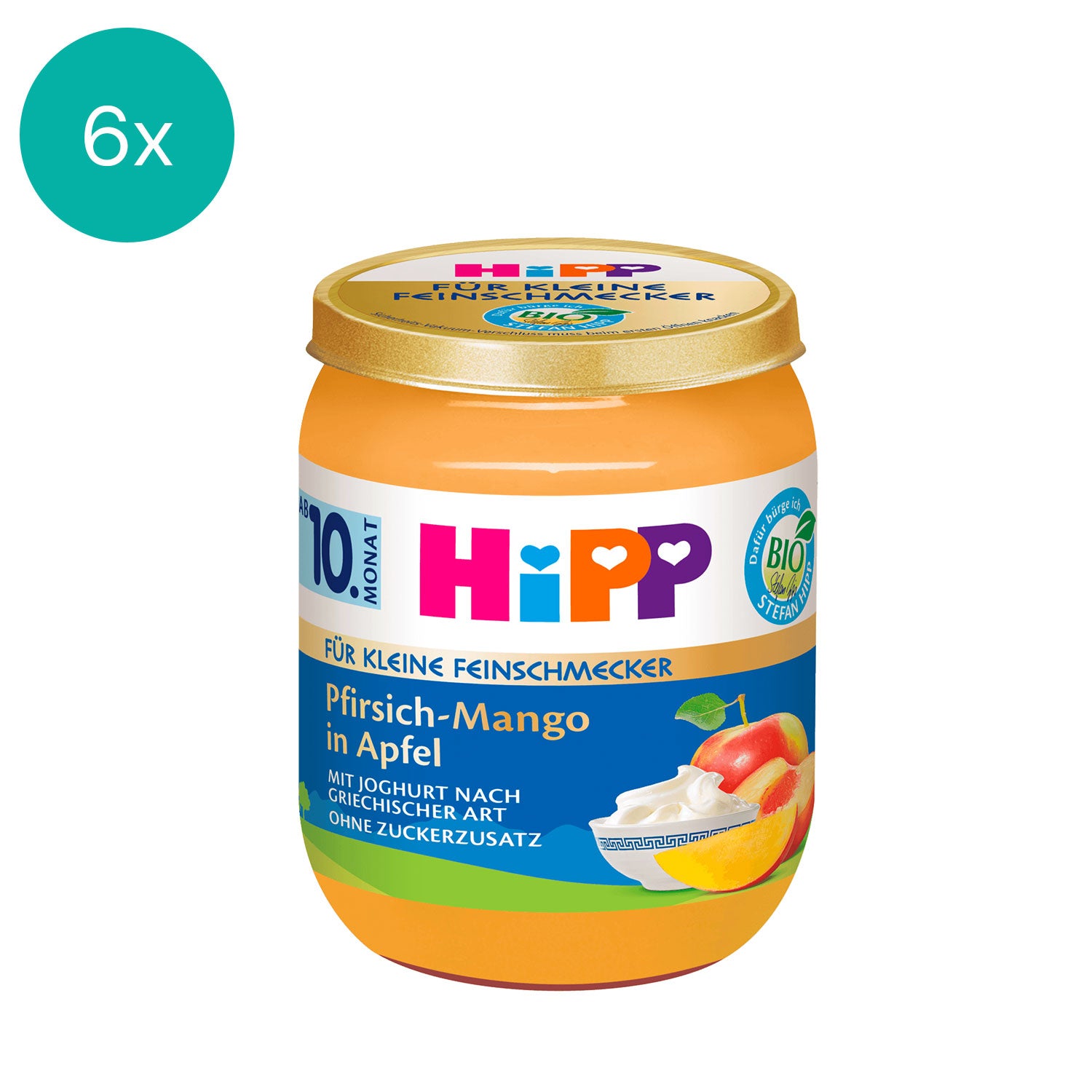 6x HiPP Peach-Mango in Apple with Greek-Style Yogurt