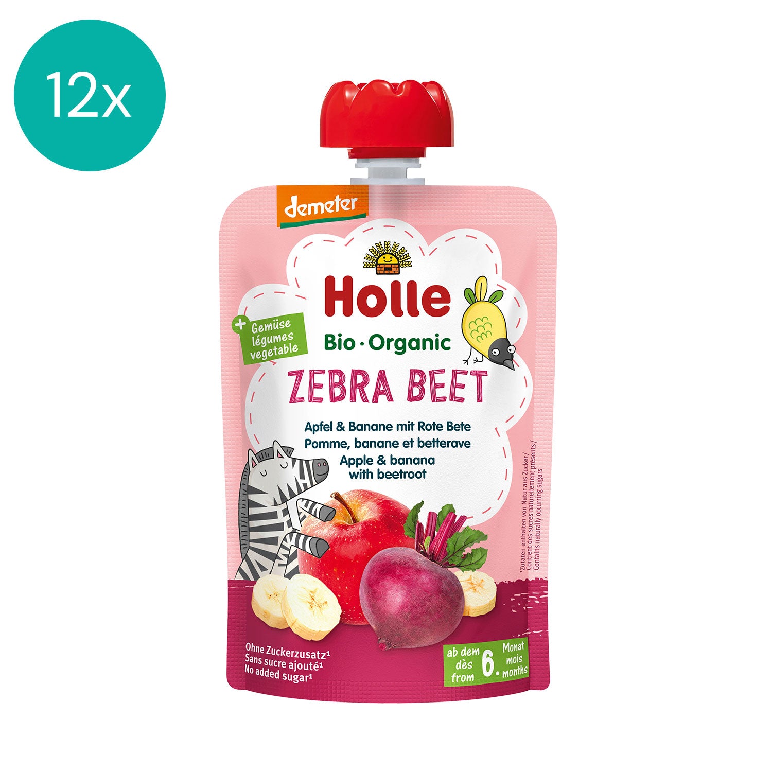 12x Holle Organic fruit puree Zebra Beet